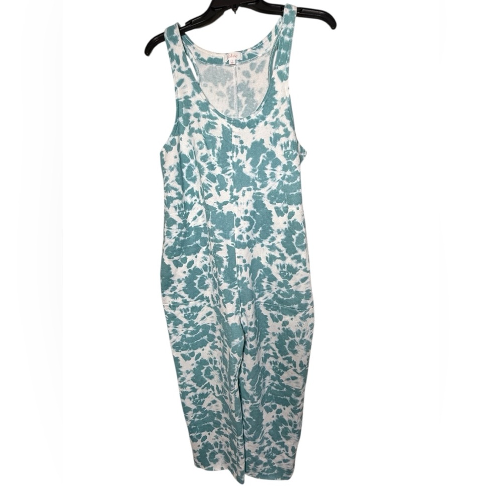 Colsie teal and white tie-dye jumpsuit